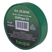 Изолента ПВХ зеленая 19 мм х 33 м HAUPA 263896